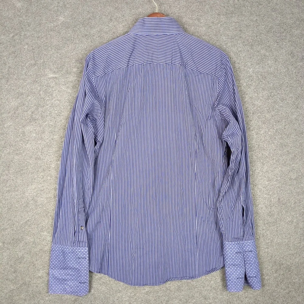 Banana Republic Mens Blue Striped Cotton Dress Shirt Size‎ M 15-15.5